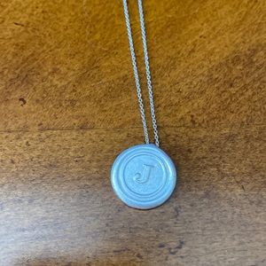 Silver J charm necklace